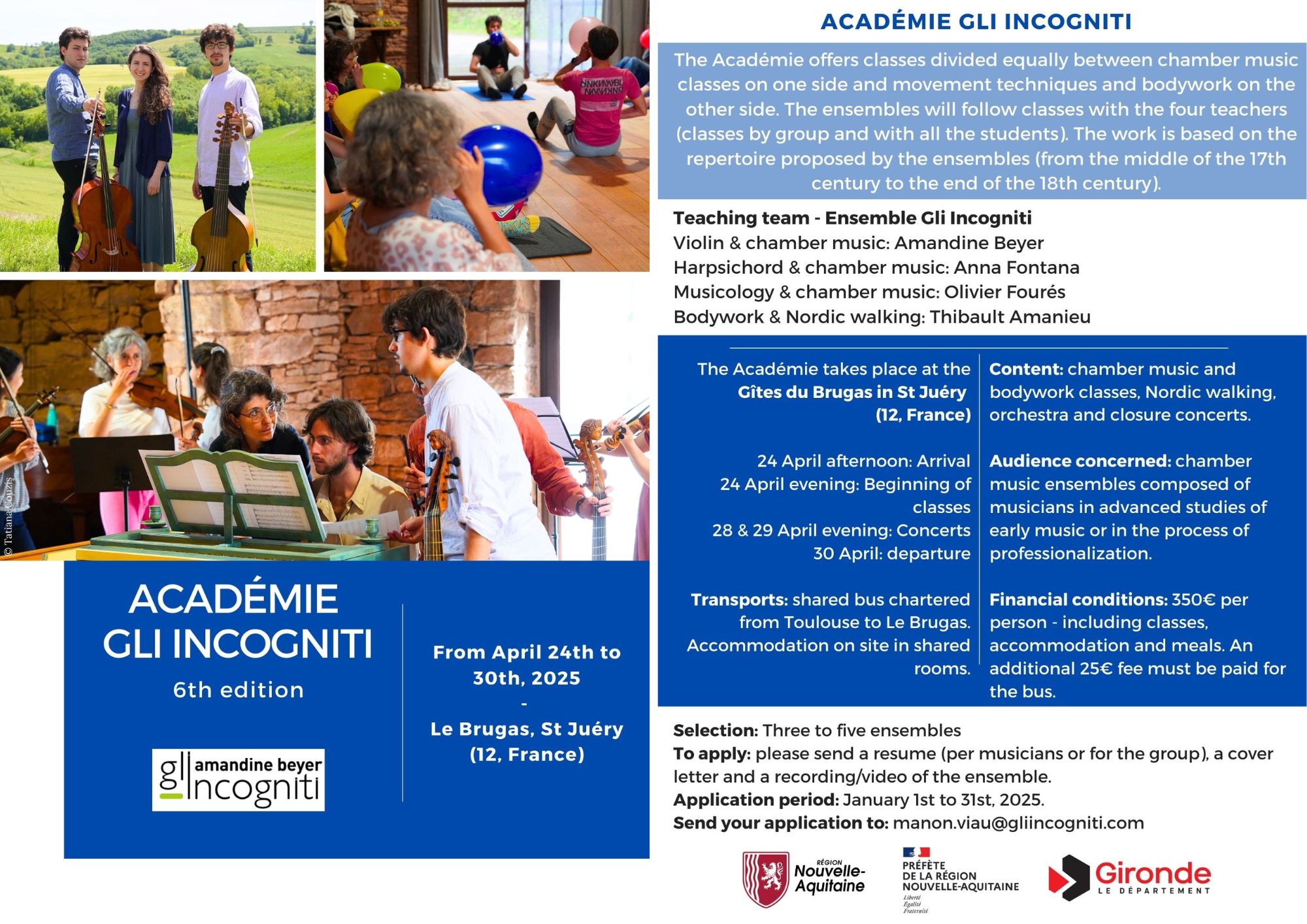 flyer academie Gli Incogniti