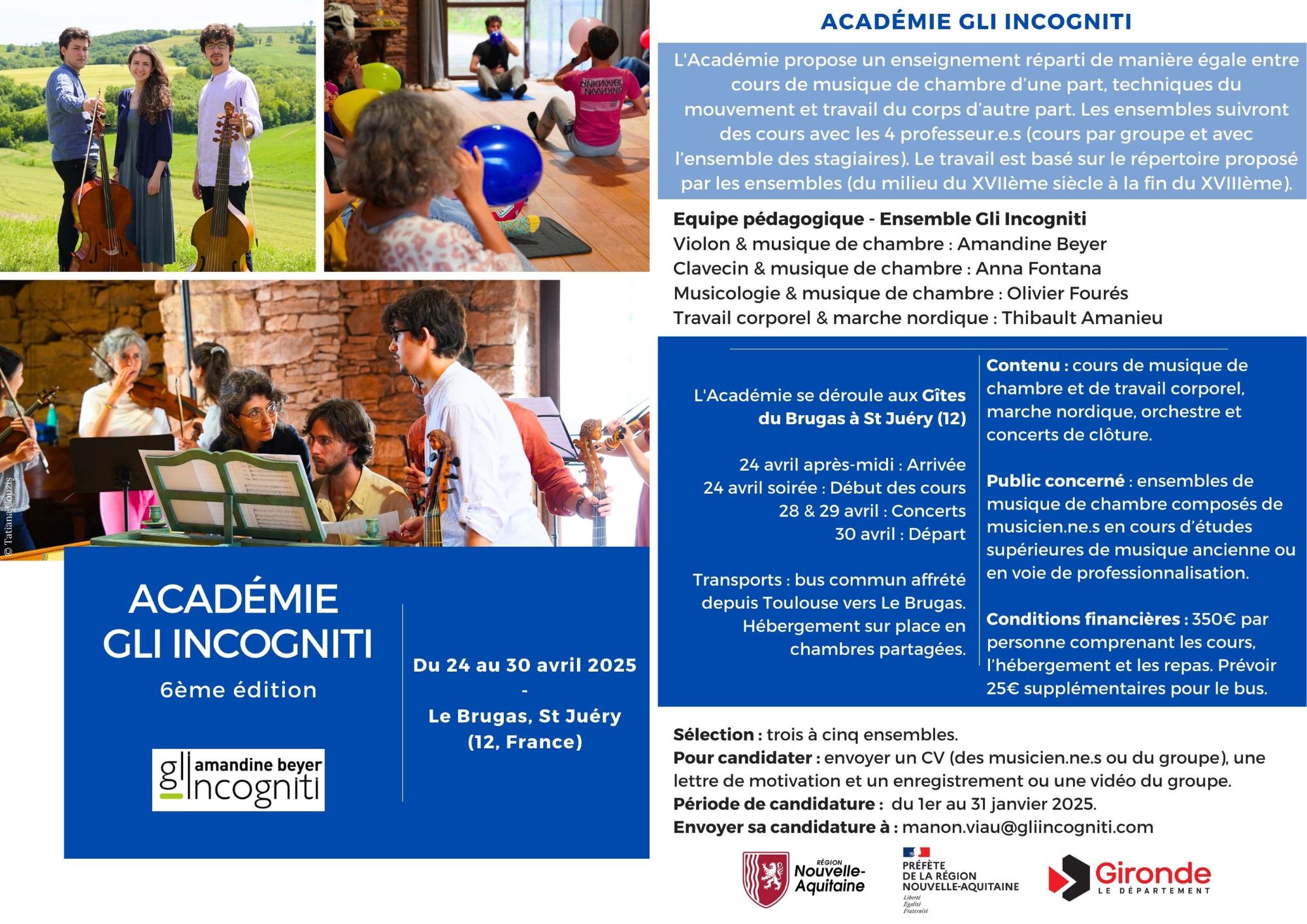 flyer academie Gli Incogniti